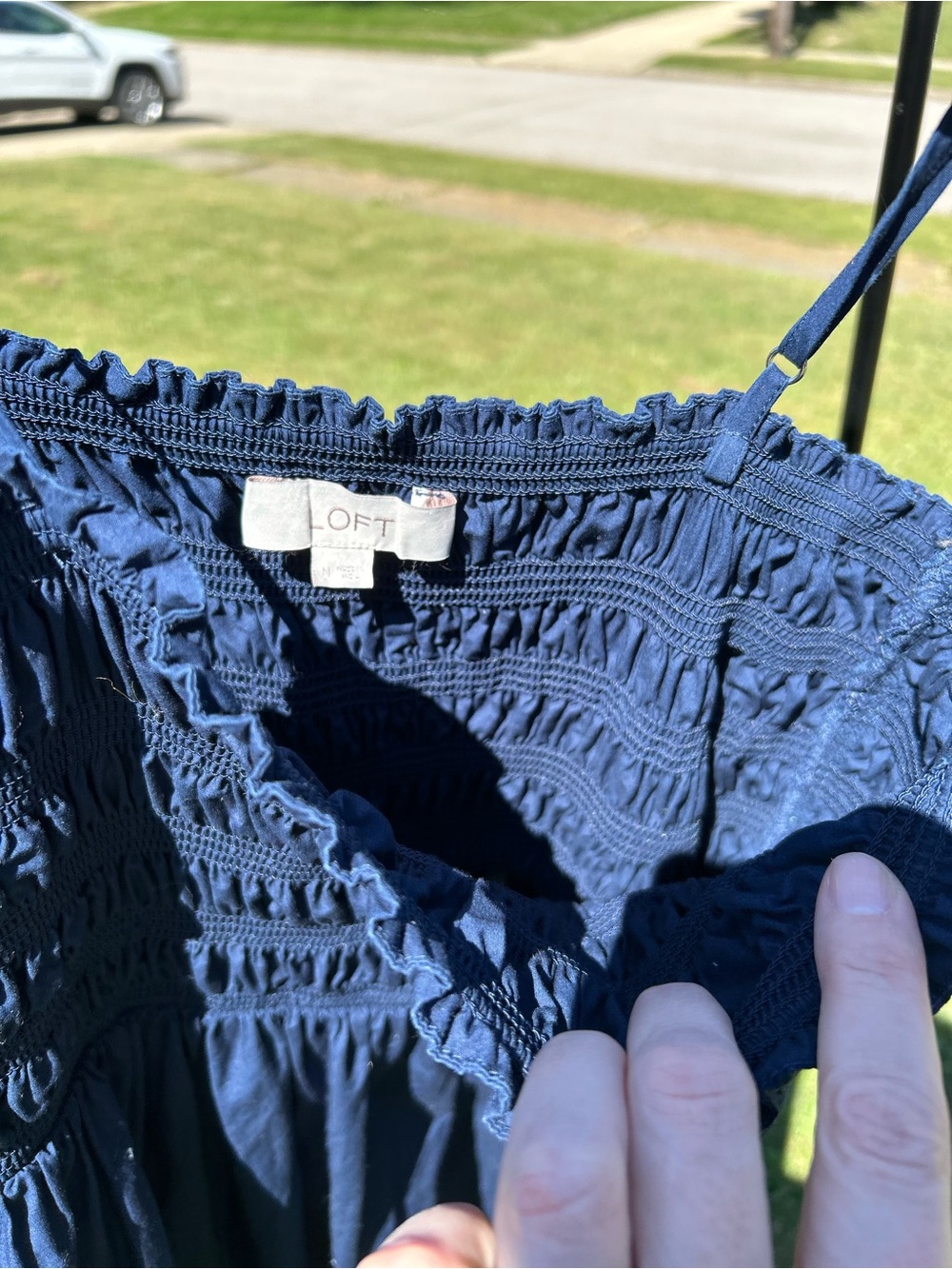 100% cotton Loft navy maxi dress with pockets. - Picture 2 of 4